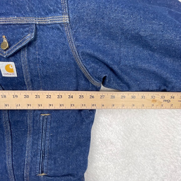 VTG Carhartt Trucker Jacket Aztec Blanket Lined Mens XL PJB008‎ Steel Blue NWT - Picture 7 of 16